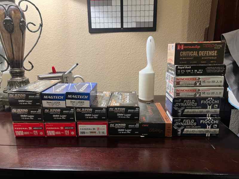 Ammo Lot 550 9mm 50 45auto 50 12 ga 00