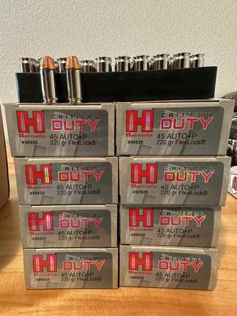 450rds Hornady critical duty 220gr 45 acp hp ammo