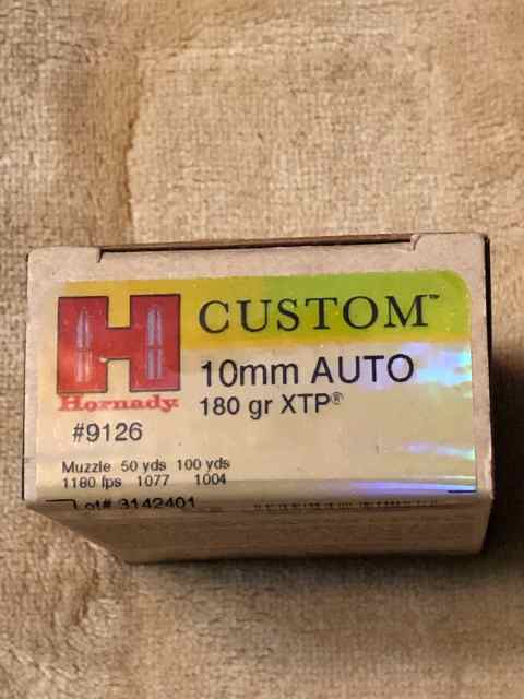 Hornady Custom 10mm Auto Ammo 180 Gr. Hornady XTP