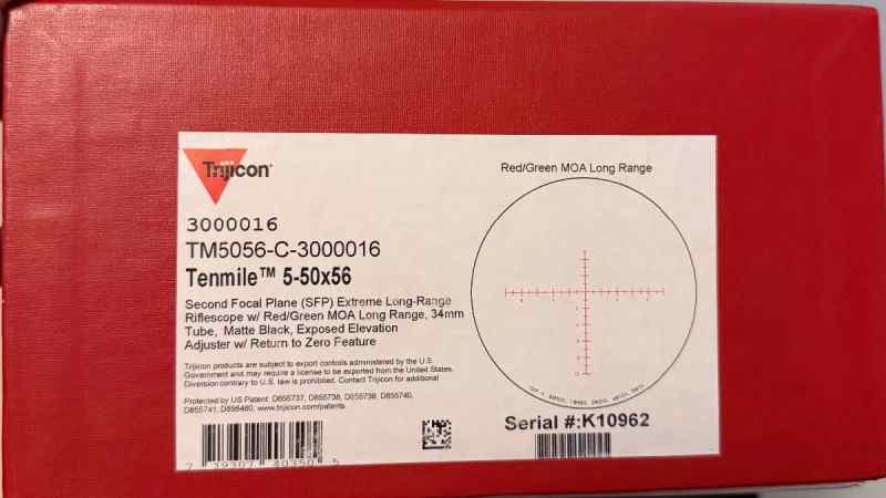 Trijicon Tenmile 5-50x56 ELR 1/8MOA Scope