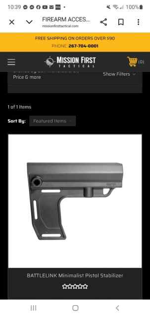 MISSION FIRST MINIMALIST  PISTOL BRACE (NEW)