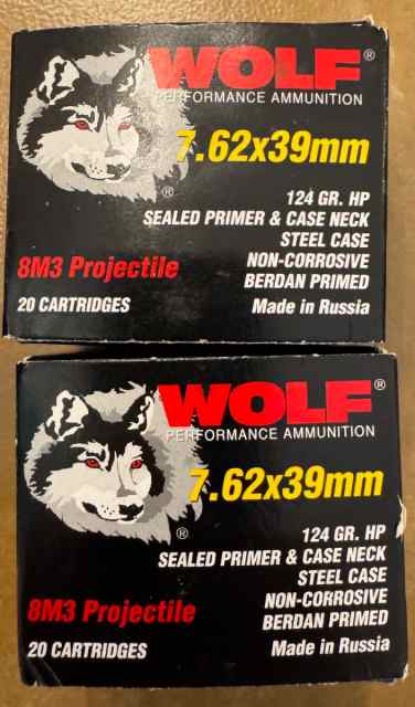 Wolf/Tula 7.62x39 8M3 124gr HP and Sterling 123gr