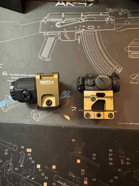 Aimpoint T2 and Eotech magnifier on Unity mounts