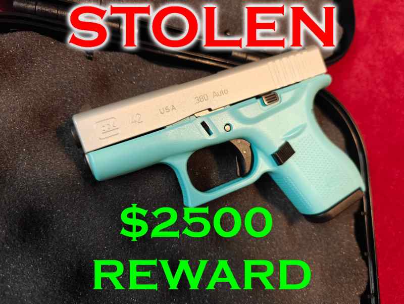 ⚠️💲 STOLEN / $2500 REWARD - Glock 42 Tiffany ⚠️💲