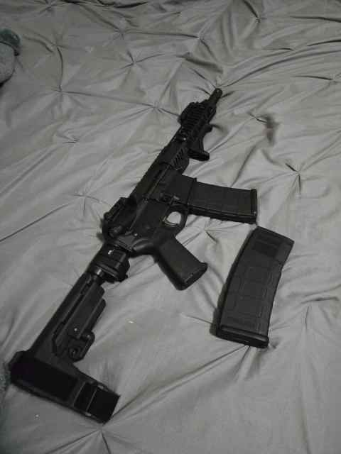 AR15 Pistol with accessories and 3 mags