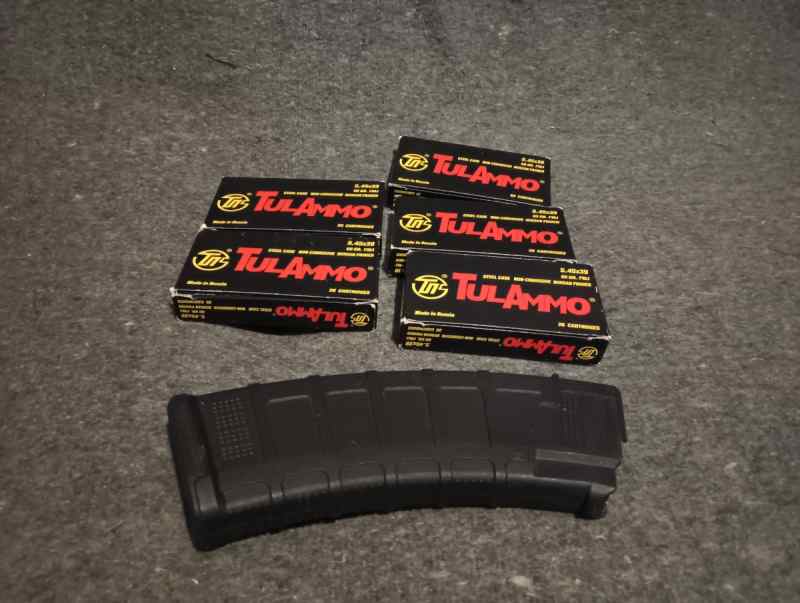 100 rounds Tulammo 5.45x39 and a magpul magazine